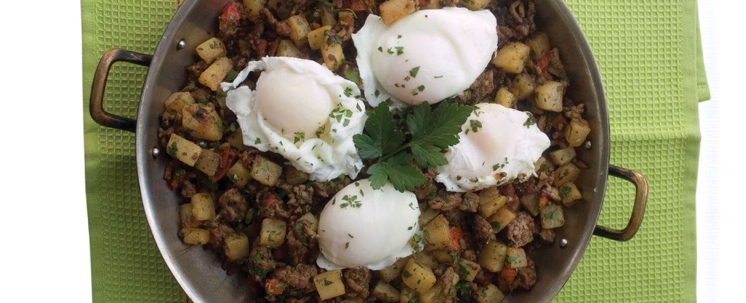 Organic Hash With Poached Eggs